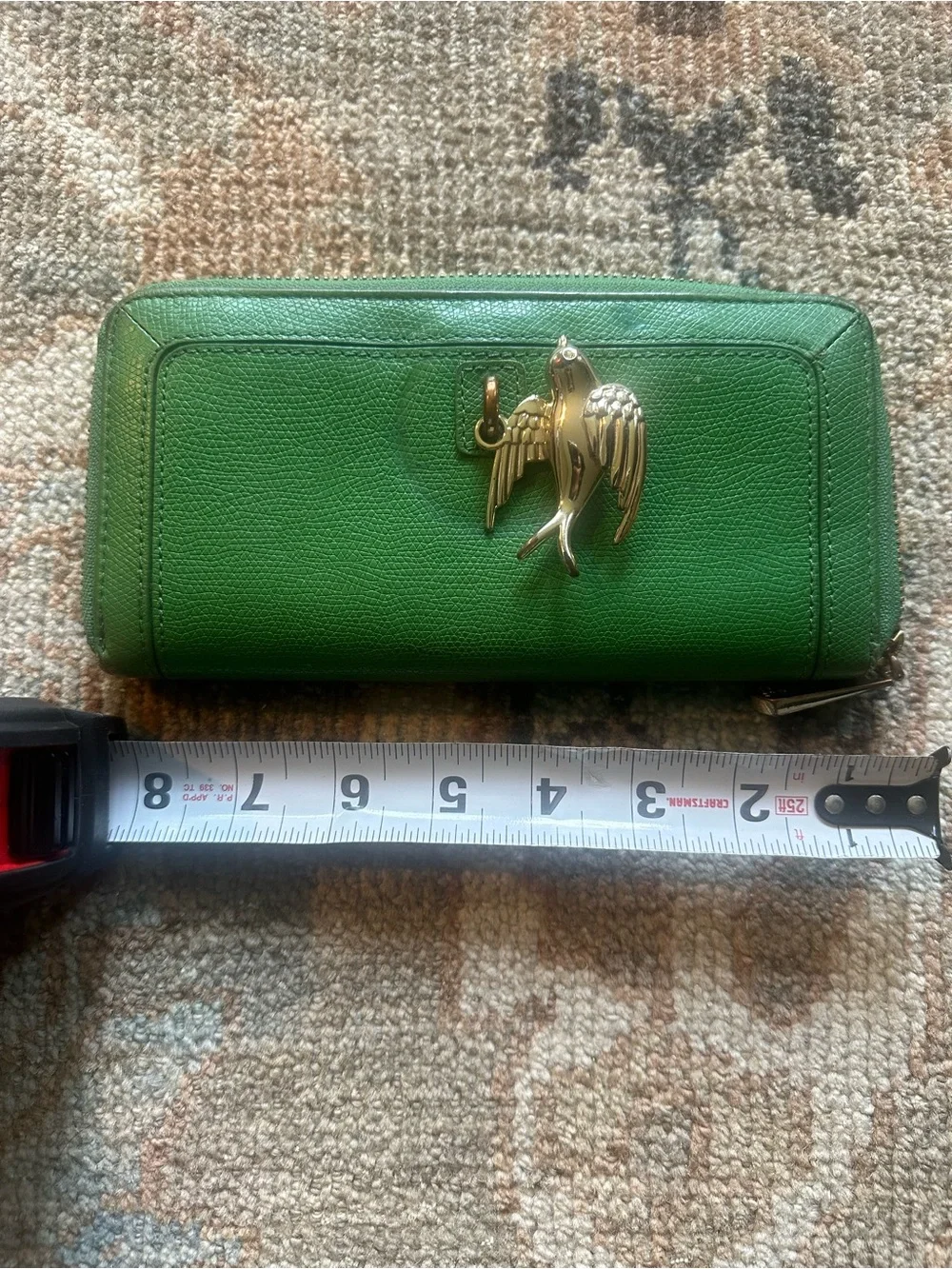 Juicy couture Green Zip Wallet with Gold Bird Accent